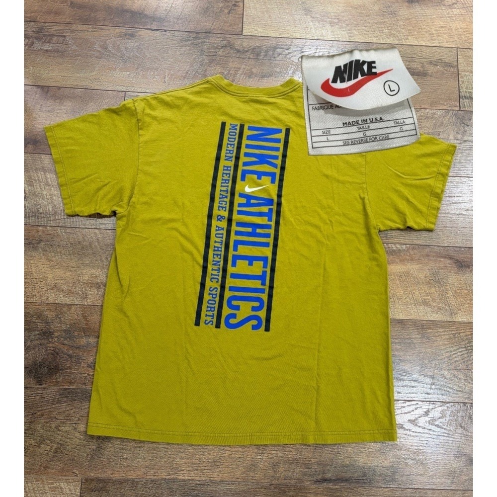 Vintage‎ 90s Nike Double Sided Graphic Tee Made In USA Green Large